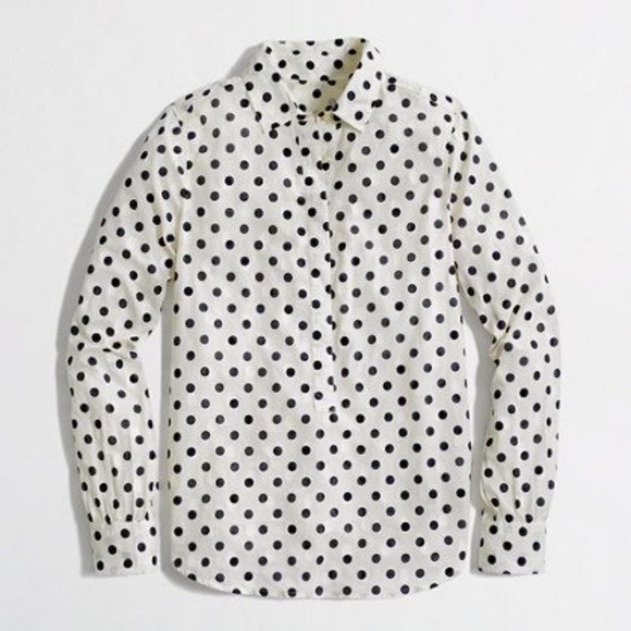 SOLDJ Crew Factory Polka Dot Pullover Top SIZE XXS - Picture 2 of 4